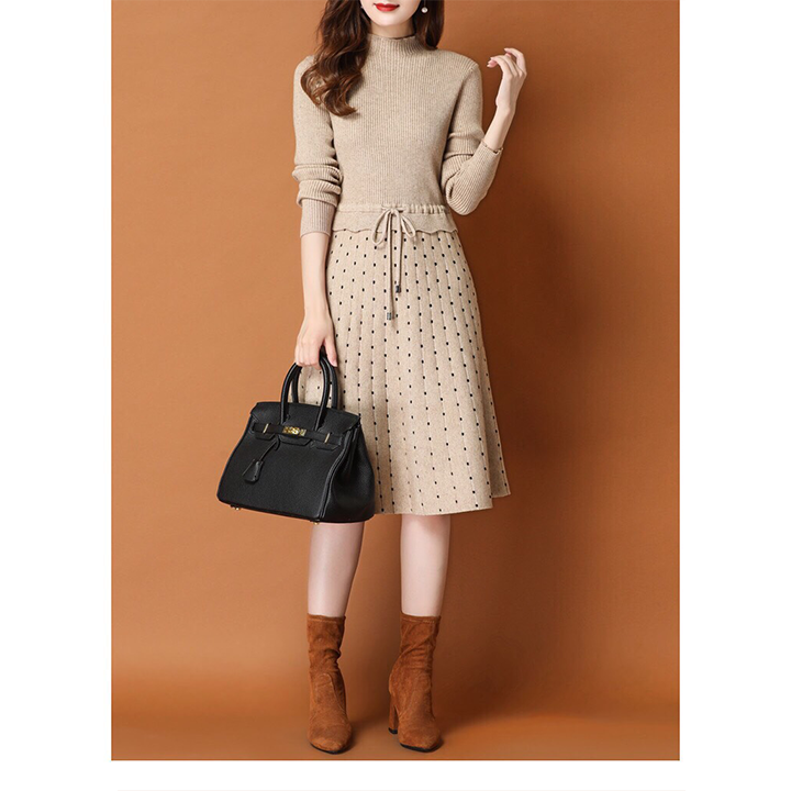 [HCM]ĐẦM LEN XOÈ CHÂN VÁY CHẤM BI CAO CẤP