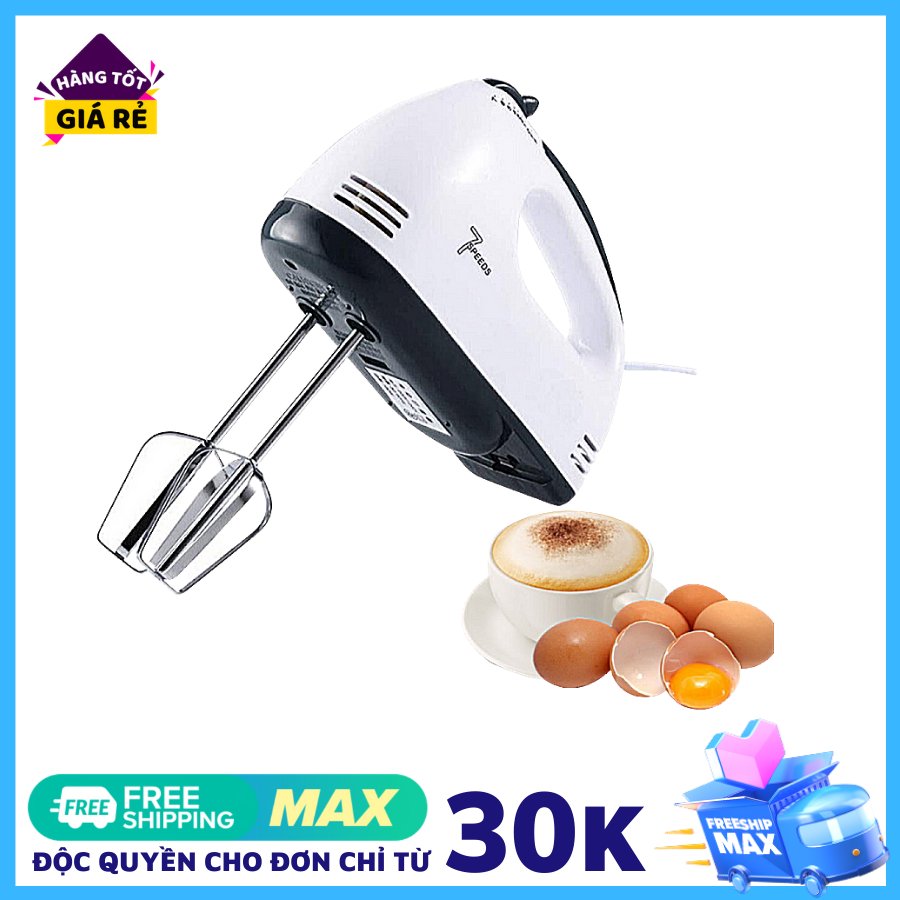 Máy Đánh Trứng Cầm Tay 7 Cấp Tốc Độ 180W KÈM 4 ĐẦU KHUẤY INOX - BẢO HÀNH 1 NĂM, Máy làm kem tươi, trộn sup chất lượng, Hỗ trọe làm bánh tại nhà