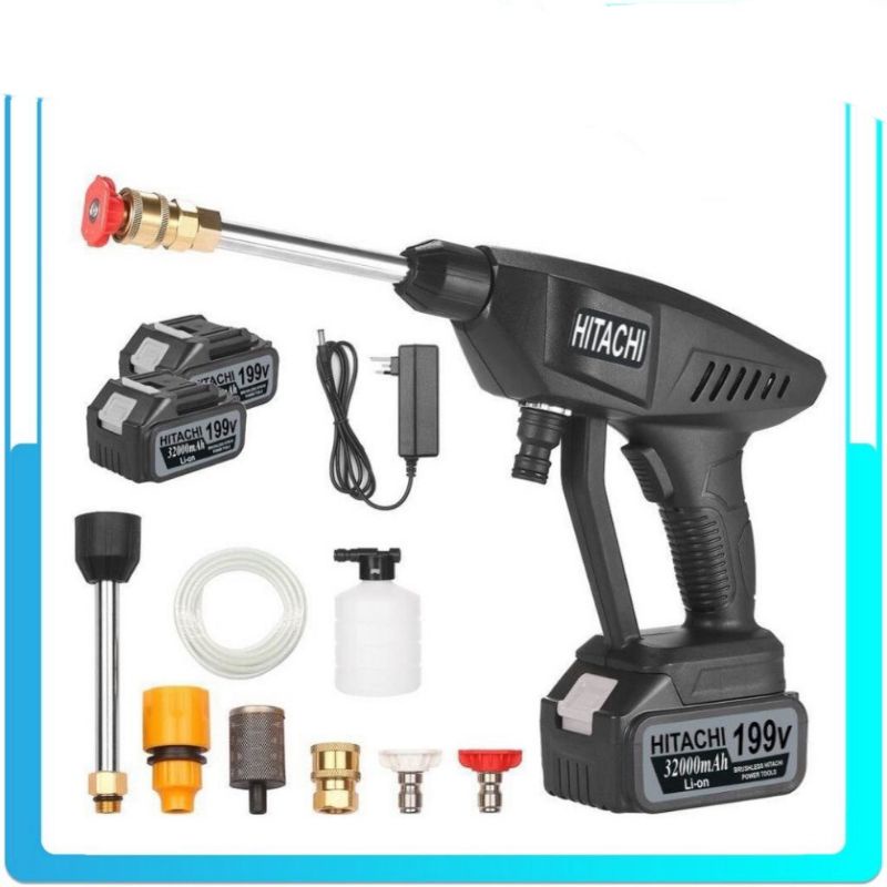 Máy xịt rửa xe máy phun thuốc HITACHI 199V áp lực cao bọt tuyết dùng gia đình