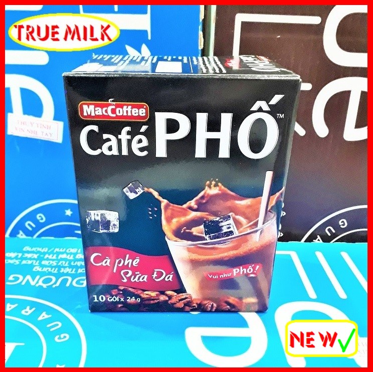Ca phê sữa đá phố 10 gói x 24g - ca phê phố - cafe sữa đá - maccoffee - cafe phố - maccoffee - cafe pho - ca phe pho - ca phe hoa tan - café pha san - café den da - ca phe hoa tan - hop cafe pho - pho10 trueme truemilk truemenews lazadatrueme