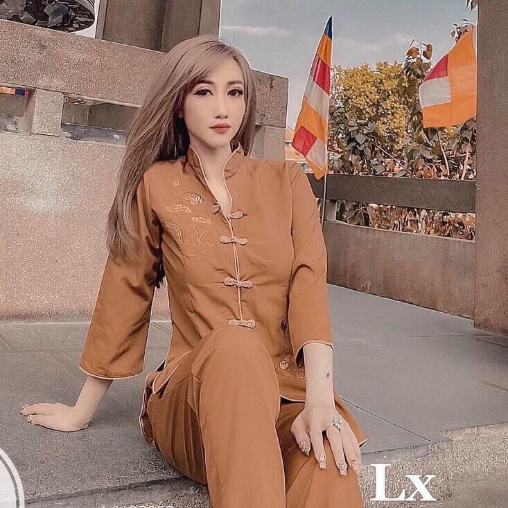 [HCM]SET ĐỒ LAM ĐI CHÙA THÊU HOA CAO CẤP