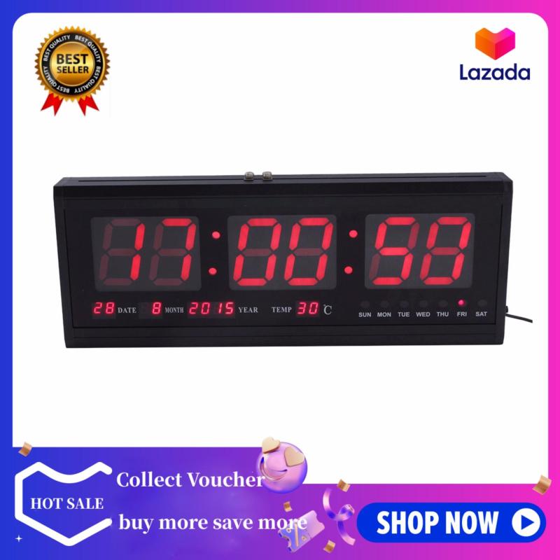 Kỹ Thuật Số Lớn Lớn Jumbo Đèn LED Dán Tường Hẹn Giờ Báo Thức Pin Đồng Hồ Có Lịch Nhiệt Độ (Đỏ) bán chạy