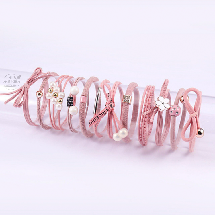 [HCM]Hộp 12 dây cột tóc Hàn Quốc siêu đẹp siêu bền (Đủ màu)