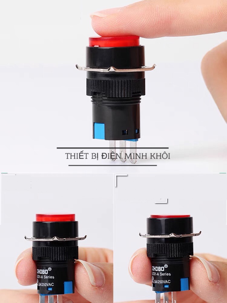 nút nhấn phi 16 tròn, nút nhấn đề phi 16mm có đèn