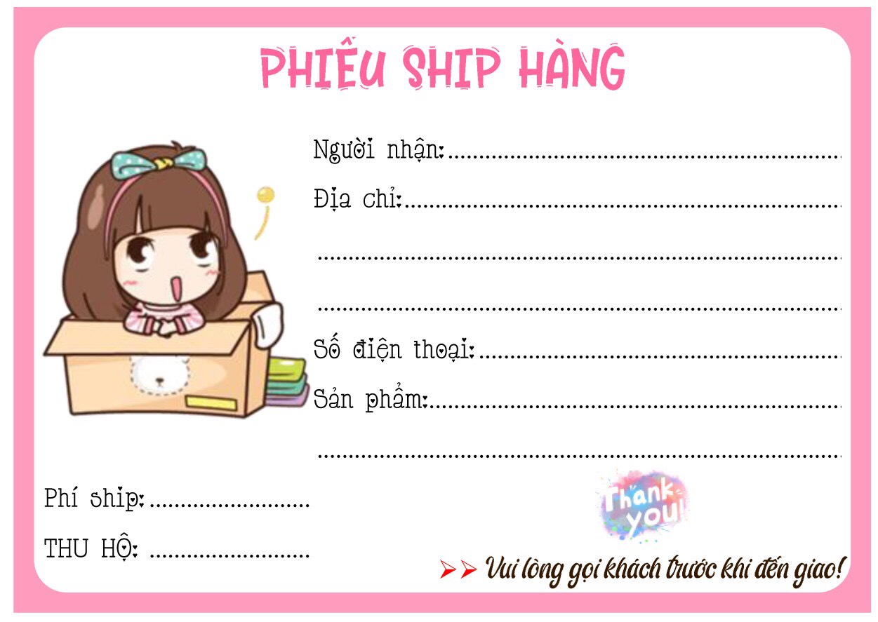 PHIẾU SHIP - GỬI HÀNG ( decal lột ra và dán )