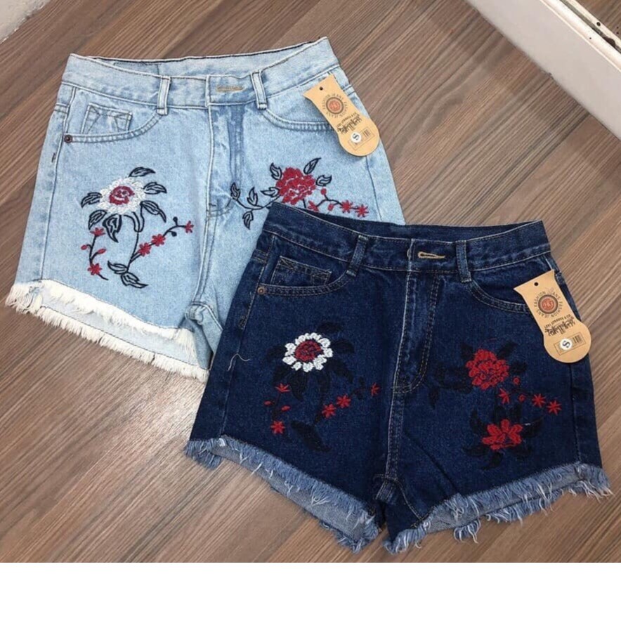 QUẦN SHORT JEAN NỮ THÊU HOA