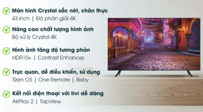 [TRẢ GÓP 0%] Smart Tivi Samsung 4K 43 inch UA43TU8000 (Miễn phí vận chuyển tại Hà Nội)