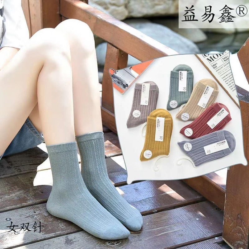 Combo 5 Đôi Tất Len Gân Vặn Thừng Cổ Cao
