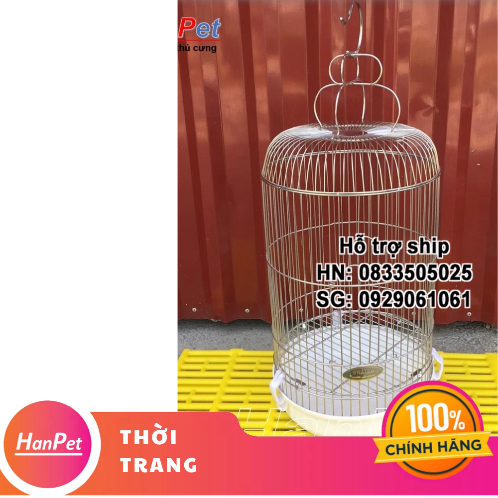 Hanpet - Lồng chim choè cao - Lồng chim bằng chất liệu inox không gỉ sét - Kích thước 32x60cm - tặng áo lồng và má