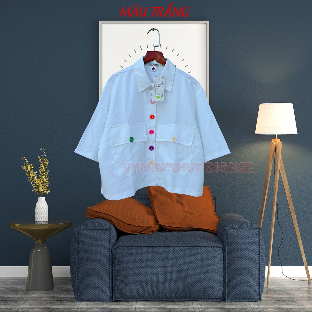 [HCM]áo sơ mi croptop ullzang tay lỡ bigsize 4 màu ( đủ size 50-100kg)