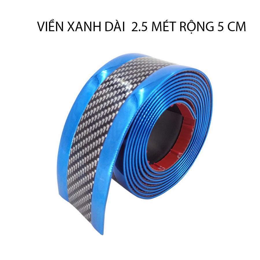 [HCM]Miếng dán 3D vân carbon có viền xanh bảo vệ xe ô tô trang trí xe  rộng 5 cm dài 2.5 mét