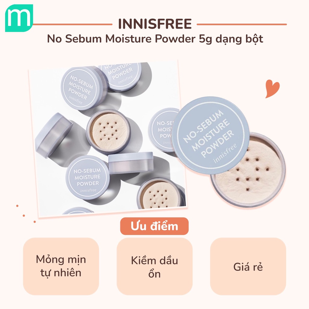 Phấn Phủ Dạng Bột Innisfree No Sebum Moisture Powder 5G