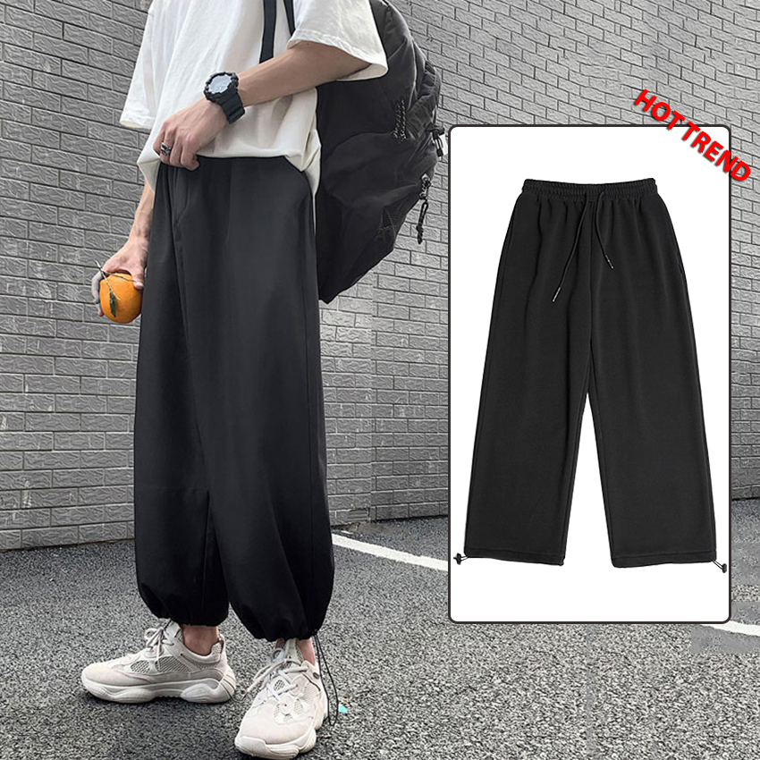 Quần Culottes Ống Rộng Nam Kiểu Dáng Đơn Giản Hàn Quốc Lưng Thun Có Dây Rút Gấu Thời Trang FASHION4MEN JOGGER NAM 9000064C2