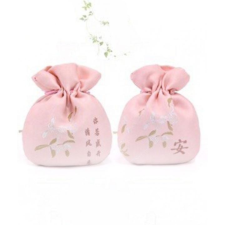 ( nhã ) Túi thêu hầu bao cổ trang đựng tiền hình hoa sen trúc liễu trắng hồng vàng xanh đỏ quà tặng xinh xắn