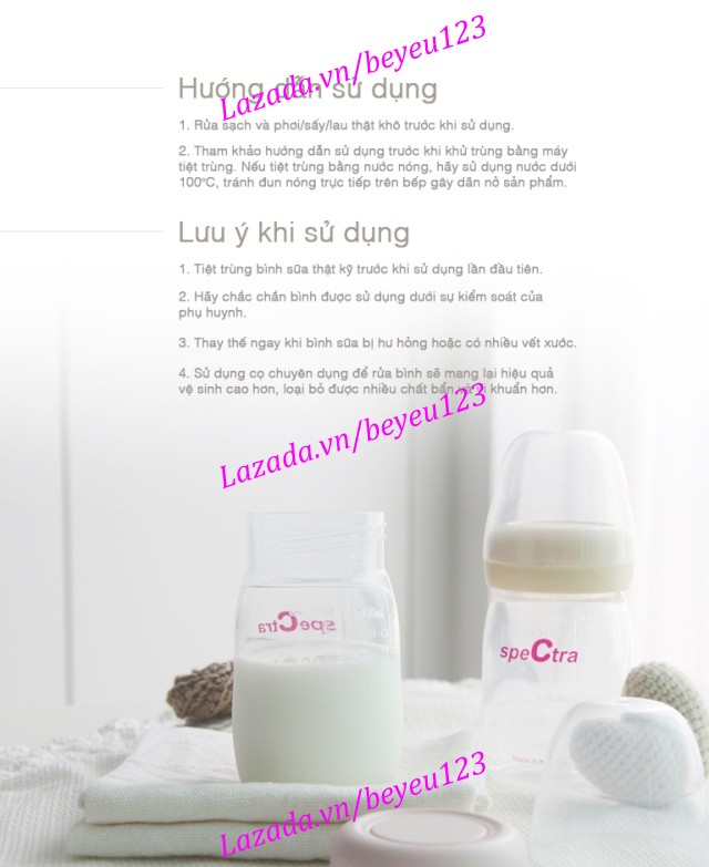 BÌNH SỮA PP CỔ RỘNG SPECTRA 160ML núm ti size S - Spectra (Made in Korea) (Cho Bé từ 0 đến 4 tháng)
