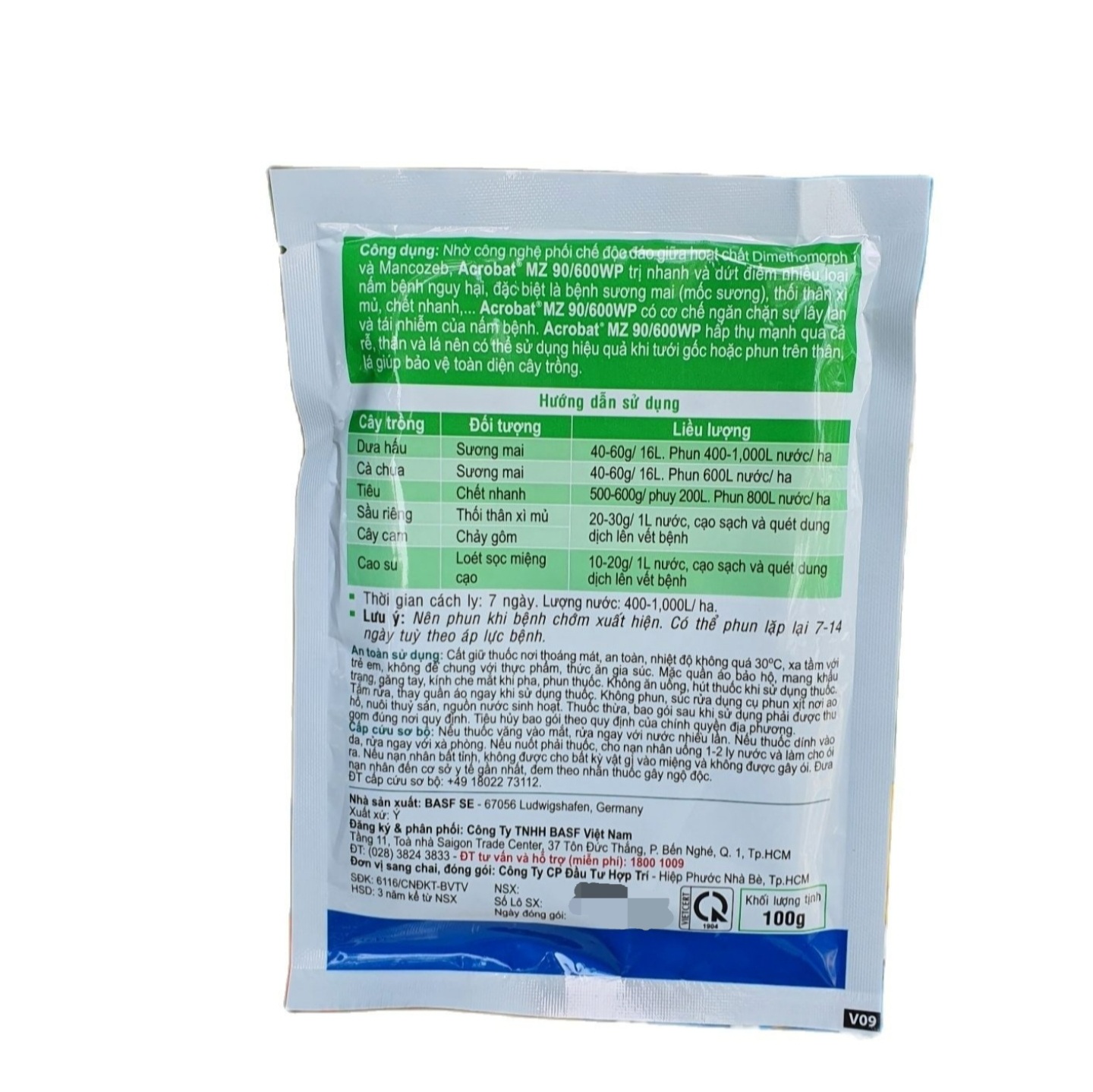 Thuốc trừ bệnh Acrobat MZ 90/600WP (100gr)