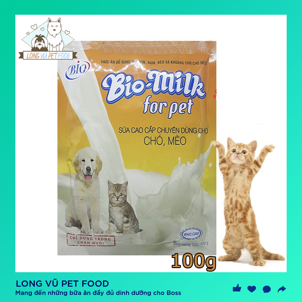 CHÍNH HÃNG Sữa cho chó mèo Bio Milk 100gr - Long Vũ Pet Food
