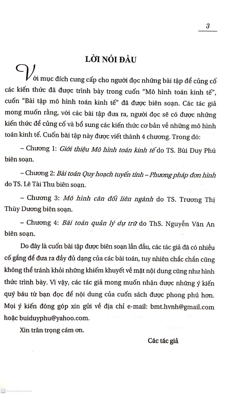 Bài Tập Mô Hình Toán Kinh Tế( Dành Cho Sinh Viên Các Trường Cao Đẳng, Đại Học Khối Kinh Tế)