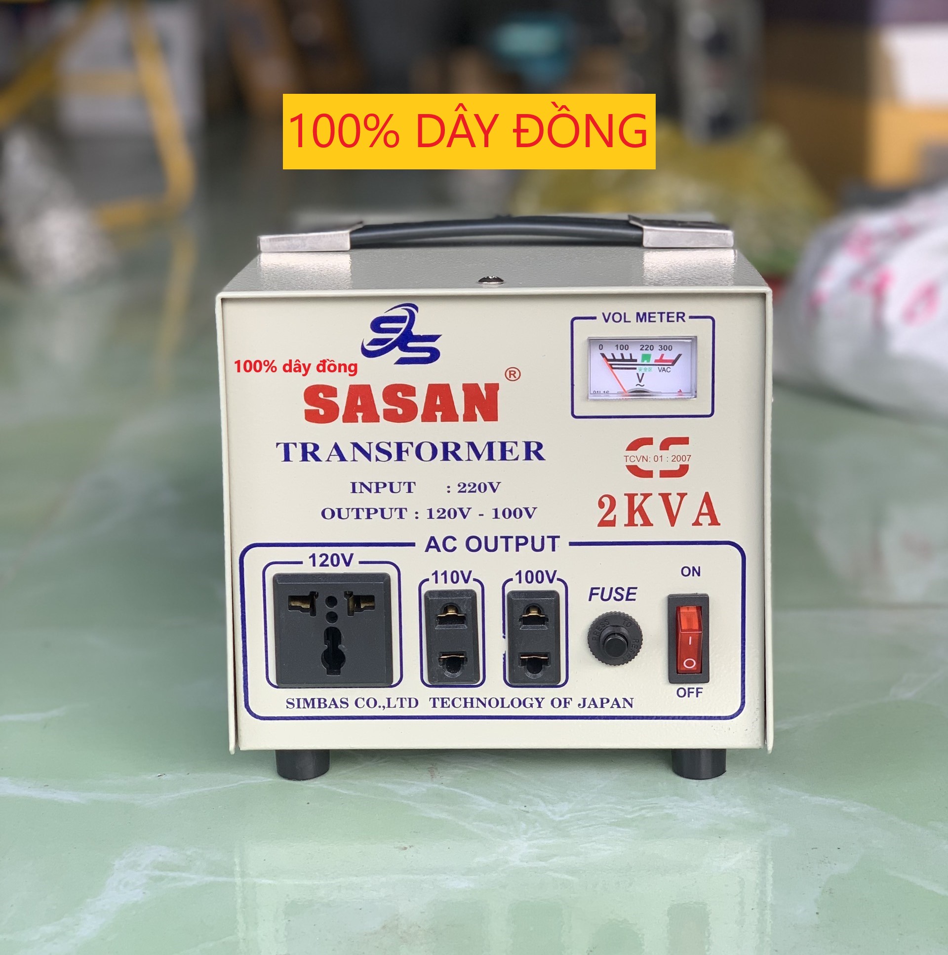 Biến áp đổi nguồn 220v ra 110v 100v 2000va 2 kva 20a dùng cho máy dưới 1500w bảo hành 3 năm