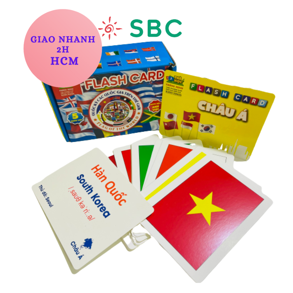 Bộ thẻ học thông minh song ngữ Anh Việt quốc kỳ 175 quốc gia
