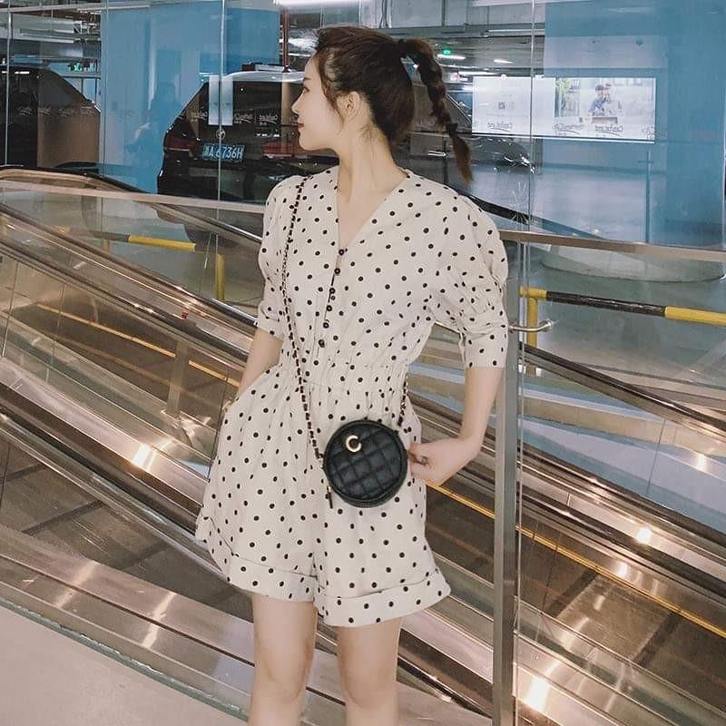 [HCM]Jumpsuit chấm bi tay bo