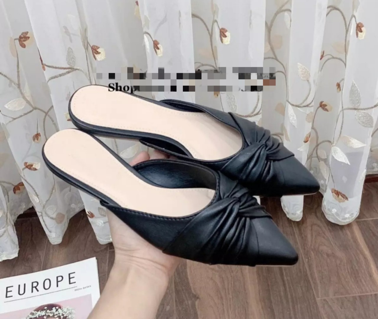 Dép sục da nơ xoắn cao cấp