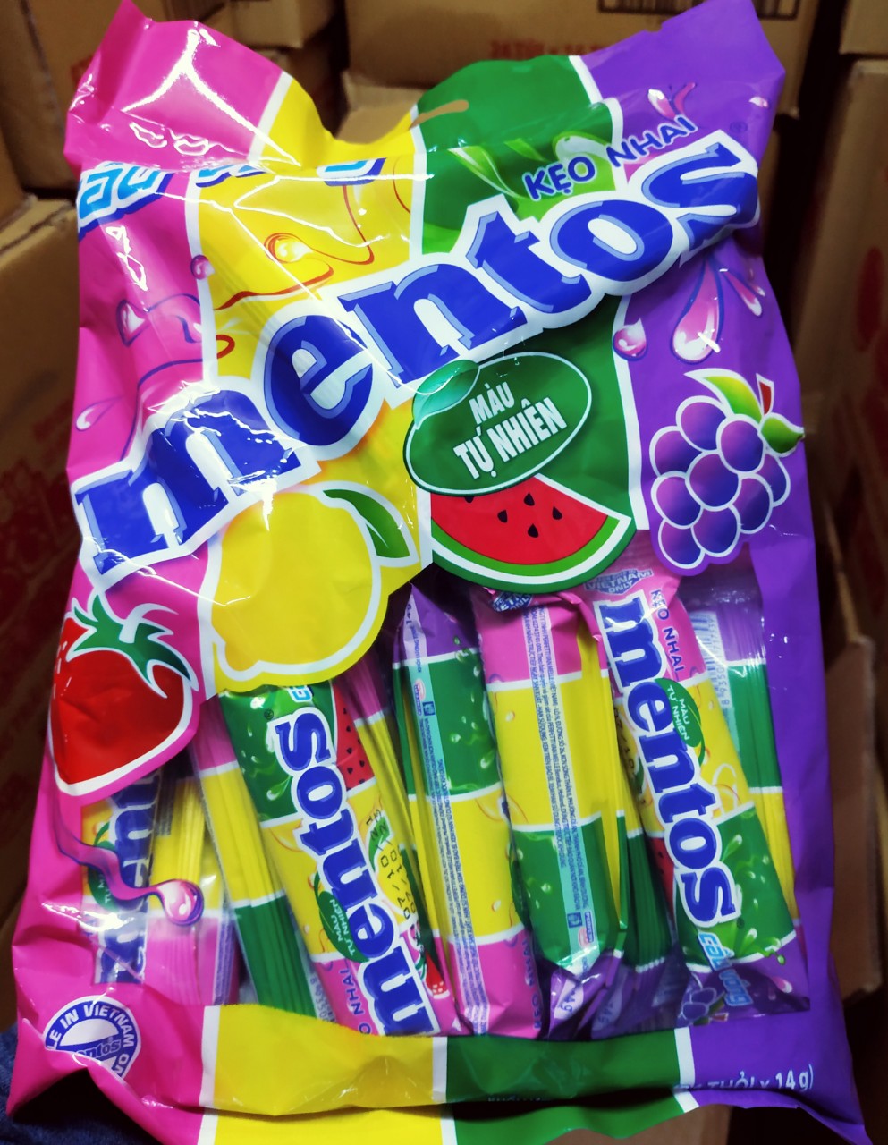Kẹo Mentos Cầu vồng mini gói  thỏi Mã mới