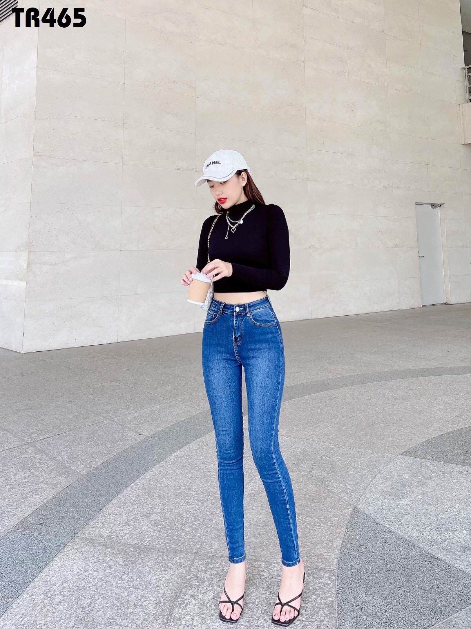 Quần Jeans Nữ Lưng Cao Vải Jeans Co Giãn
