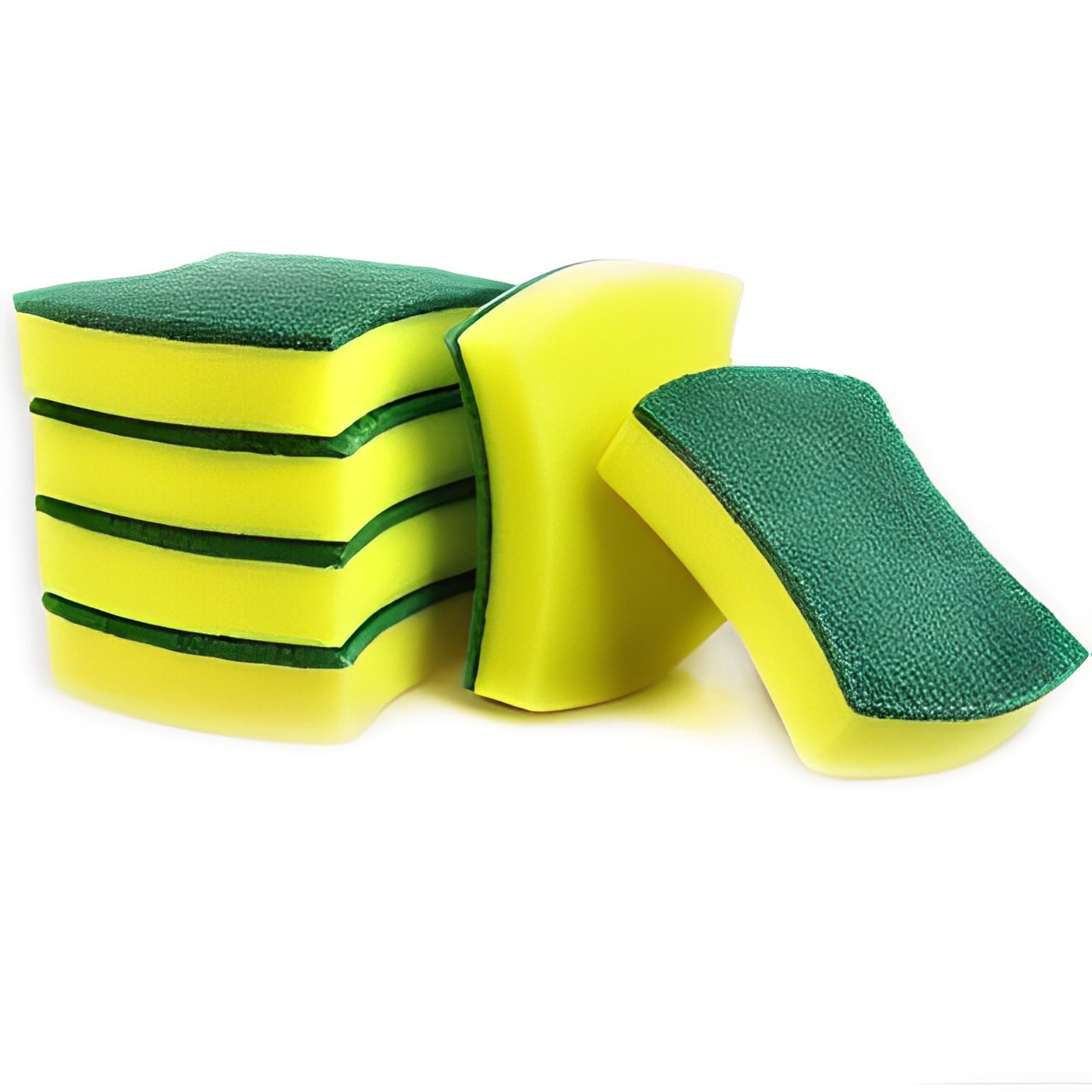 Multifunctional 2-sided sponge bowl cleaning brush green yellow