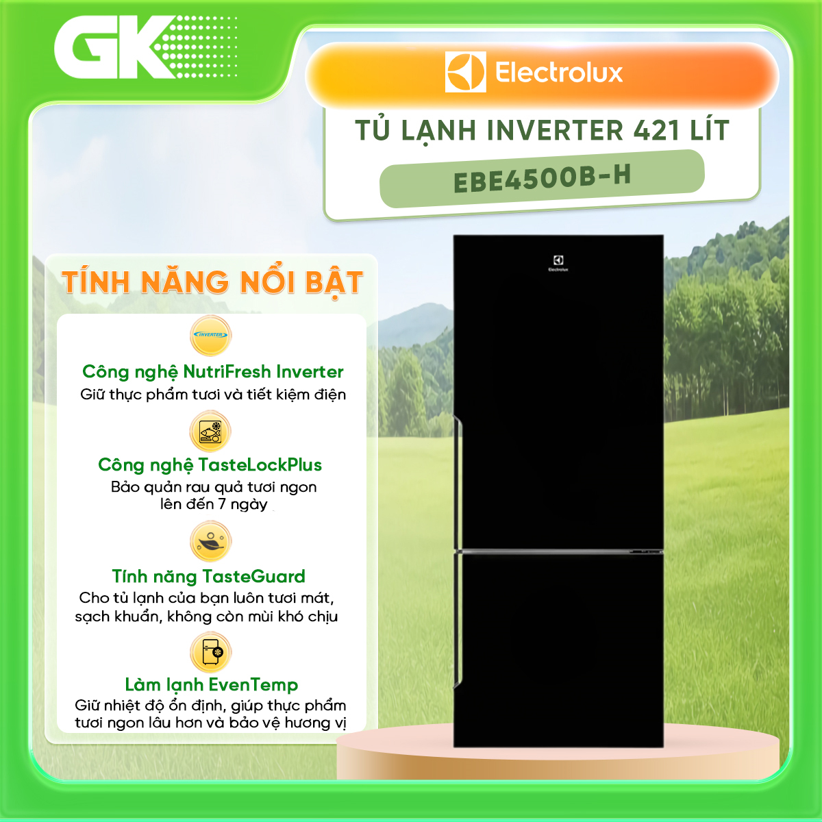 Tủ lạnh electrolux 421 lít ebe4500b-h - giao toàn quốc - freeship hcm