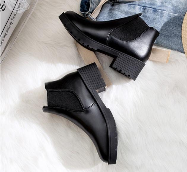 Giày boot chelsea nữ trơn 4 phân cá tính, nhẹ, mang êm S402