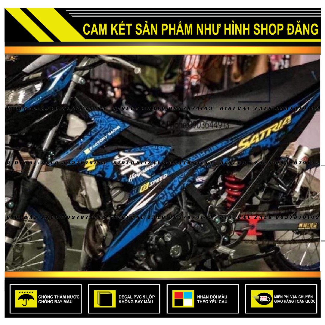 Tem rời satria fi mẫu hayabusa dán xe đen