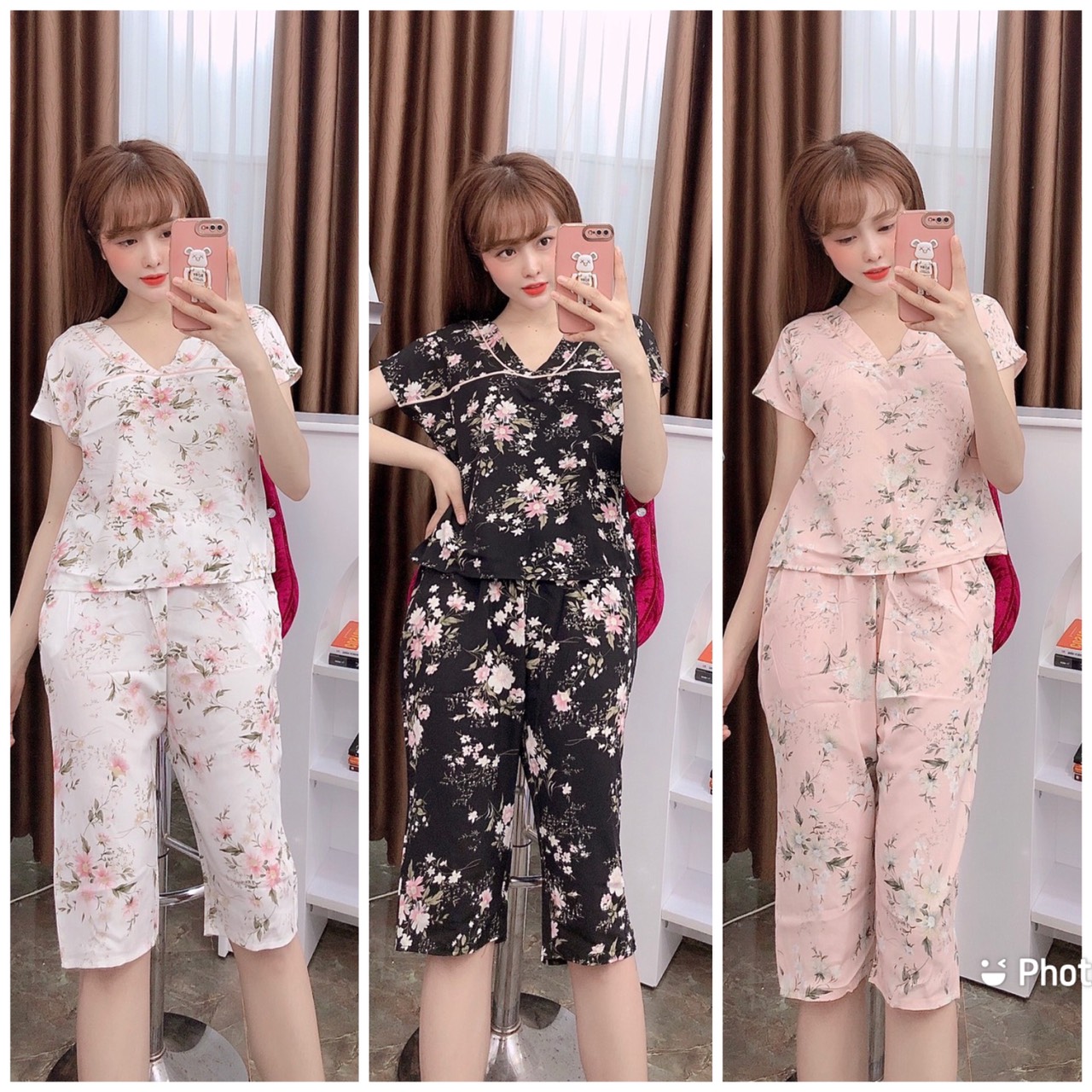 Đồ bộ mặc nhà chất liệu lụa mềm mịn mát size 45-70kg