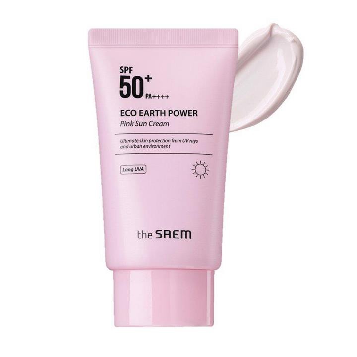 Kem Chống Nắng Kiềm Dầu, Giúp Da Sáng Hồng Tự Nhiên The Saem Eco Earth Power Pink Sun Cream SPF50+ PA++++ 50g