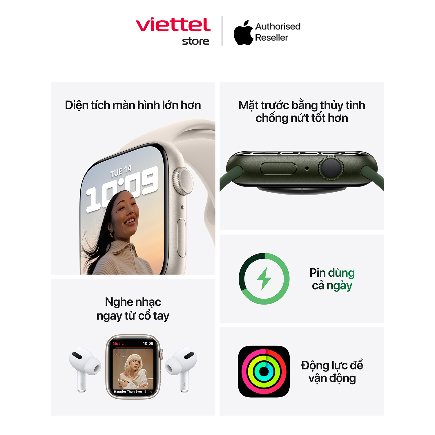 [Trả góp 0%] Apple Watch Series 7 GPS Chính hãng (VN/A) [Viettel Store]
