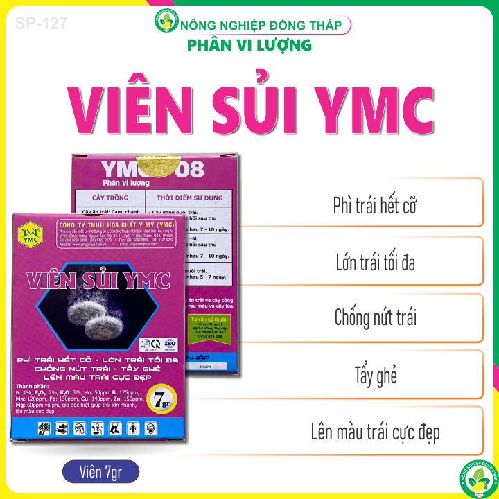 [COMBO 2 VIÊN] VIÊN SỦI YMC – Phì Trái Hết Cỡ, Lớn Trái Tối Đa, Chống Nứt Trái, Tẩy Ghẻ, Lên Màu Trái Cực Đẹp (Viên 7gr)