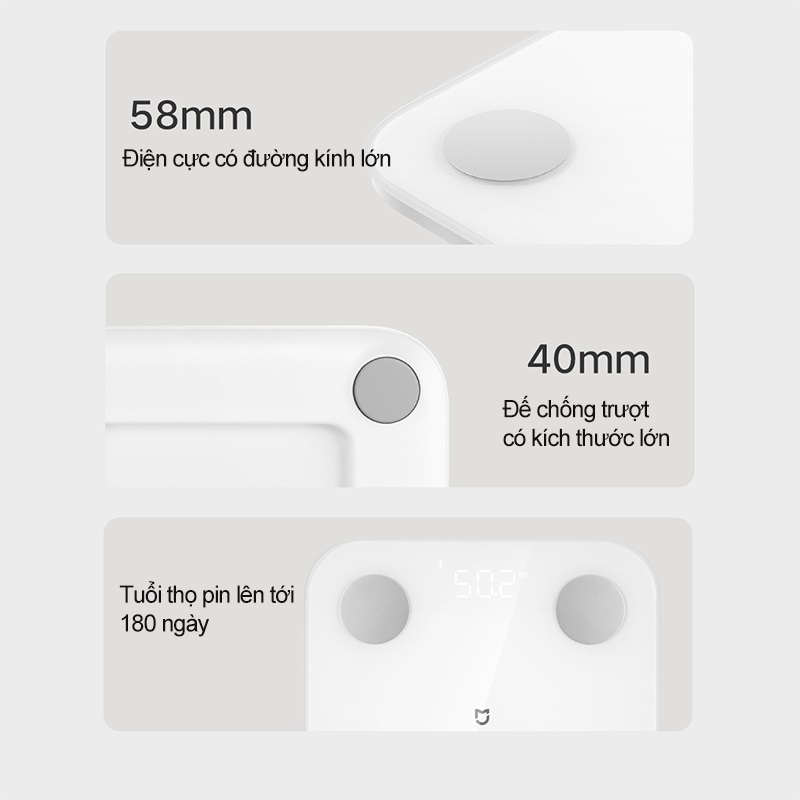 Cân Điện Tử Thông Minh Xiaomi Mijia S400 - MJTZC01YM, đo lượng mỡ và nhiều chỉ số khác của cơ thể, kếp nối app trên điện thoại