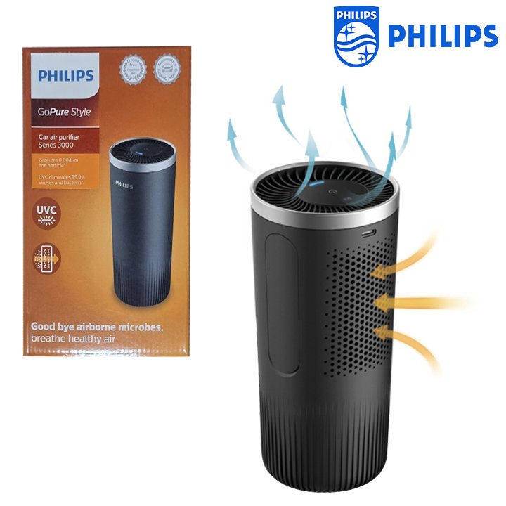 Máy lọc không khí, khử mùi dạng cốc trên xe ô tô Thương hiệu Hà Lan Philips S3601 Công suất 2W - Bảo Hành 12 Tháng CHính Hãng