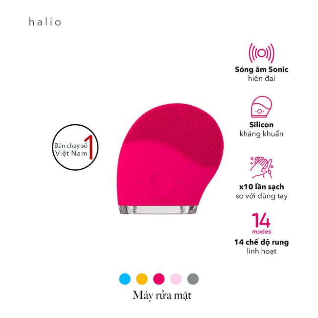 Máy Rửa Mặt Sóng Âm Halio Facial Cleansing & Massaging Device Limited Edition Hot Pink