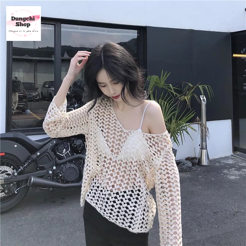 Áo ren lưới đi biển sexy