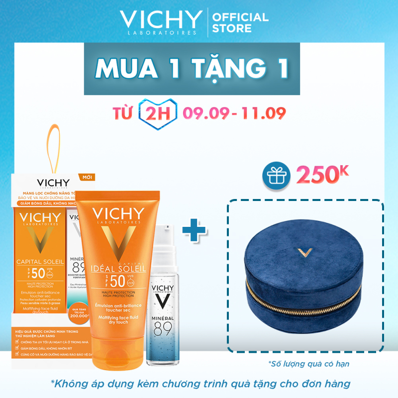 Bộ kem chống nắng không gây nhờn rít Vichy Ideal Soleil Dry touch 50ml giá rẻ