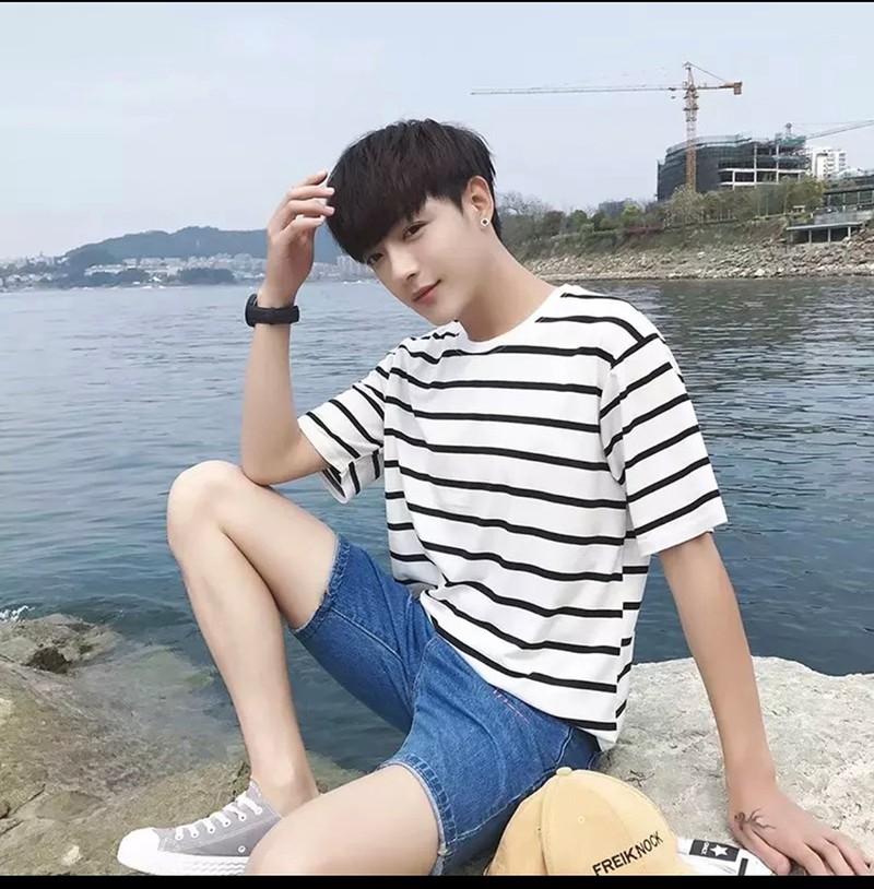 Áo thun nữ form rộng tay lỡ KẺ NGANG vải dày mịn mát