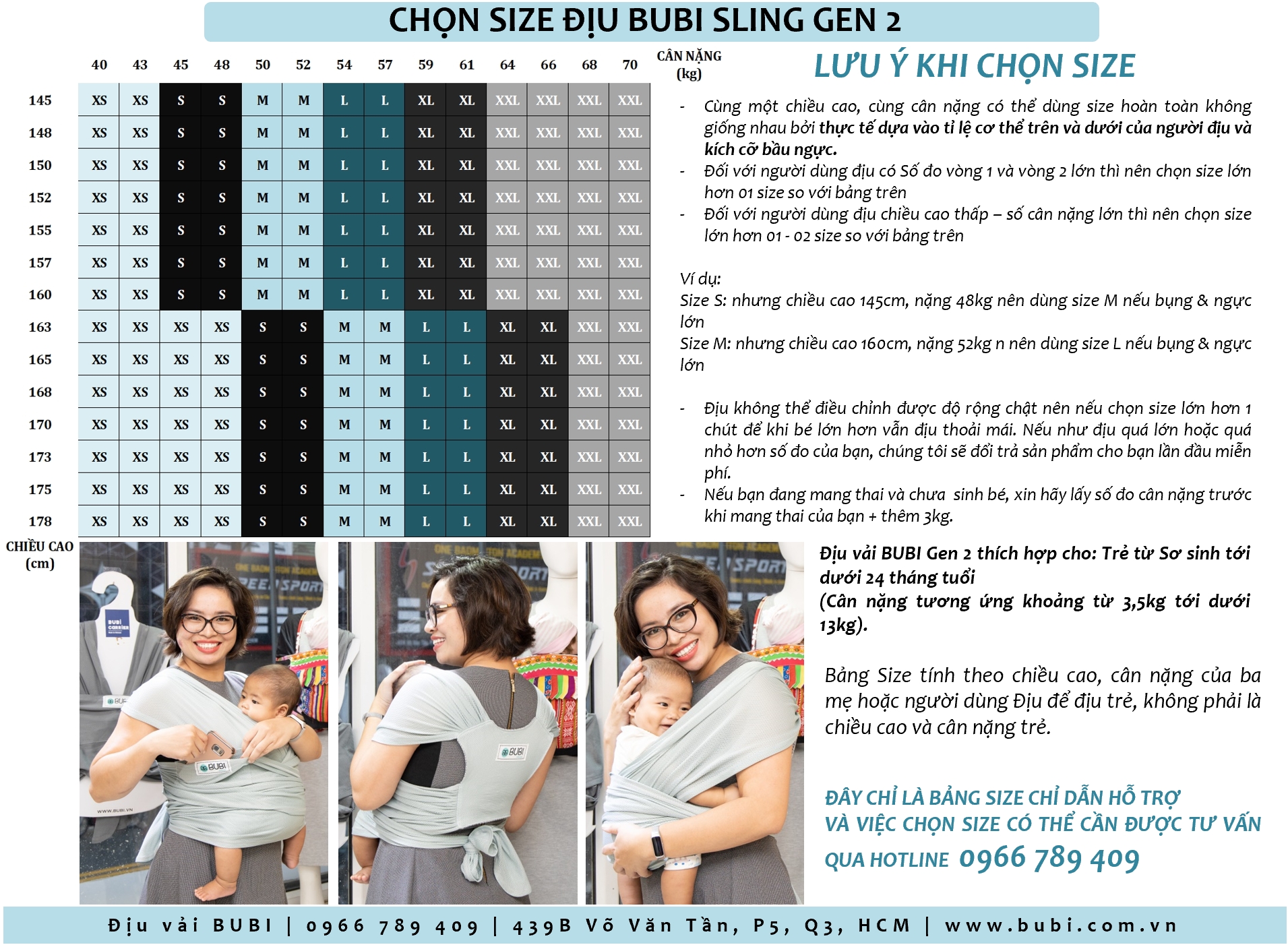 Địu vải BUBI Sling Gen 2 Lưới thoáng khí
