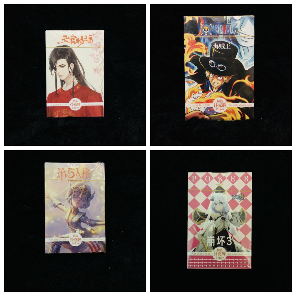 Bộ bài anime poker THIÊN QUAN TỨ PHÚC ONE PIECE IDENTITY V HONKAI IMPACT 52 lá hộp ảnh anime chibi