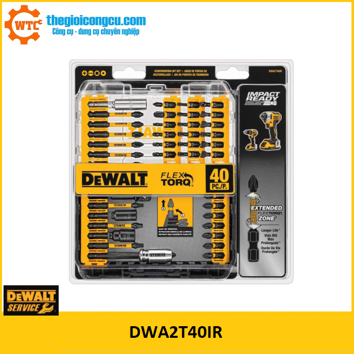 Bộ mũi vít 40 chi tiết dewalt dwa2t40ir