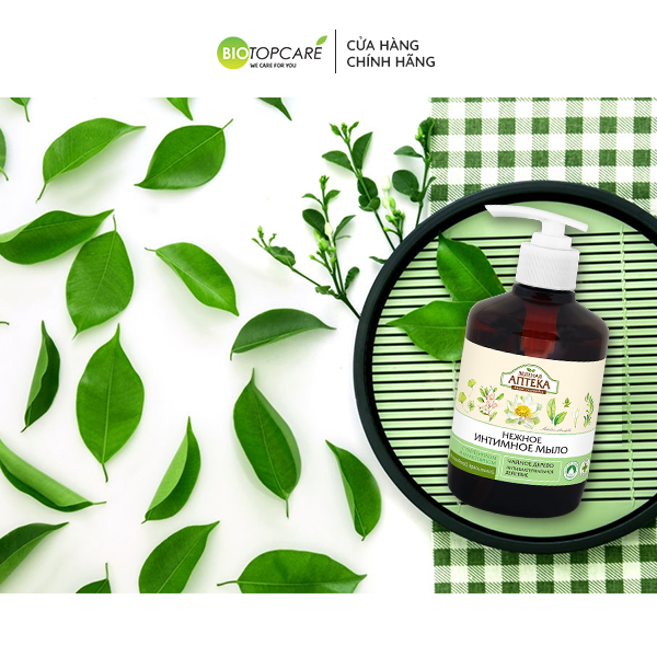 Dung dịch vệ sinh phụ nữ kháng khuẩn Zelenaya Apteka chiết xuất Cây Trà 370ml - BioTopcare Official