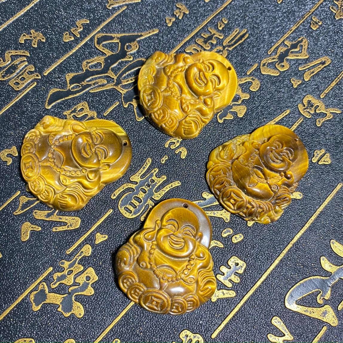 Mặt dây chuyển Di lặc đá mắt hổ