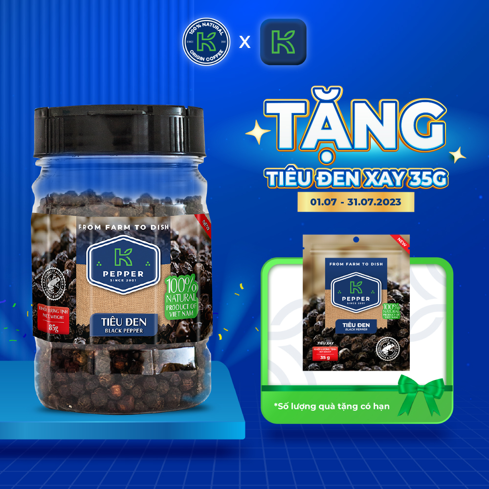 Tiêu đen hạt hủ K Pepper 85g 1 Hũ