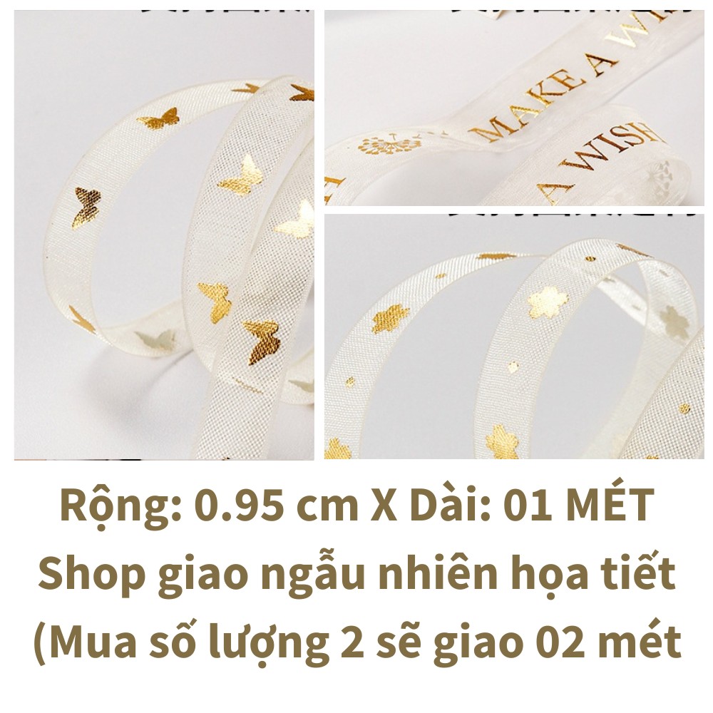 Classy Ruy băng voan 1 mét họa tiết ánh kim Q498