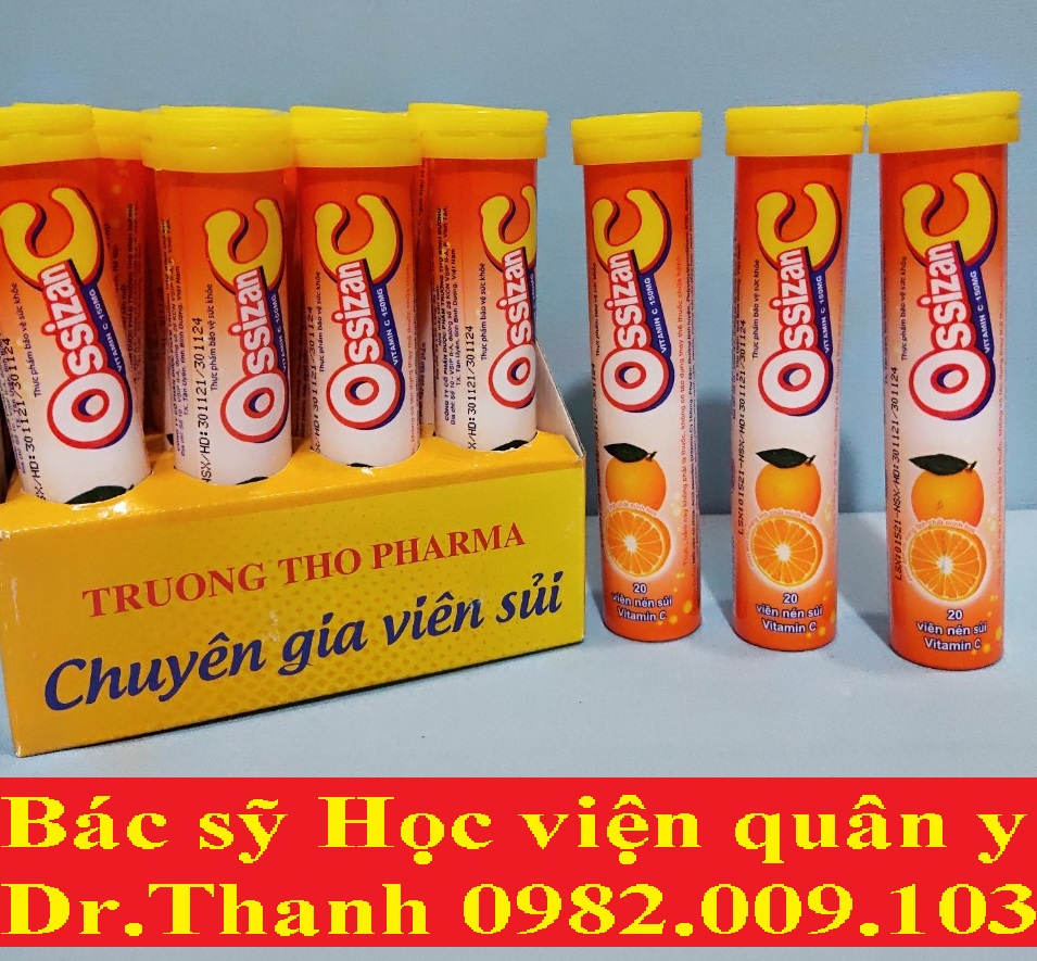 Ossizan C - C sủi - Bổ sung Vitamin C hương vị cam - Tăng cường sức đề kháng, ngăn ngừa virus - 1 Tuýt 20 viên